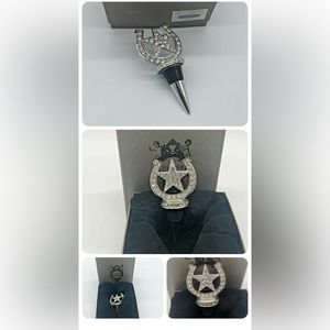 Olivia Riegel horseshoe / star wine bottle stopper. Texas, rhinestone.